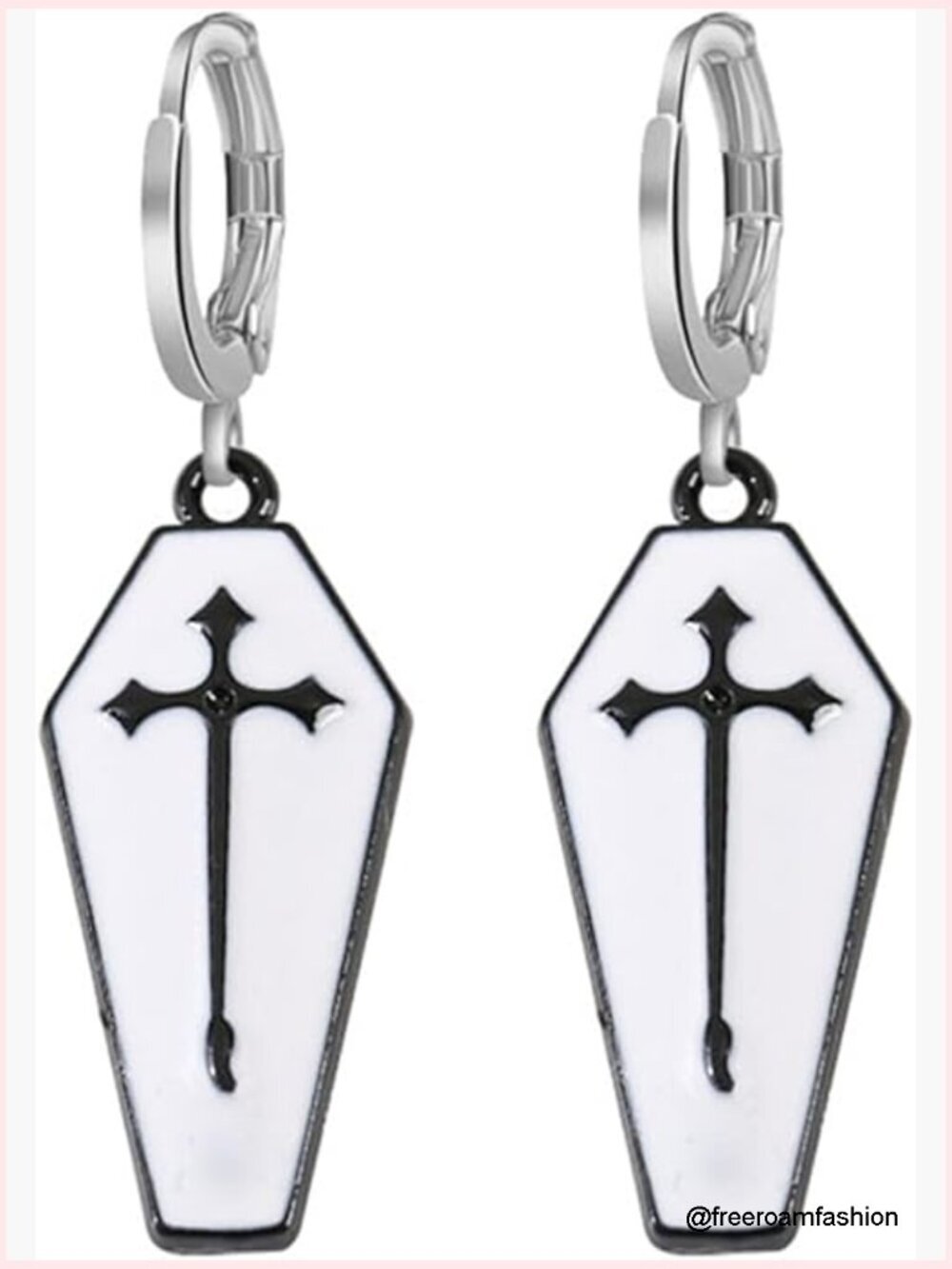 Gothic Coffin Cross Earrings Punk Skull Halloween Jewelry